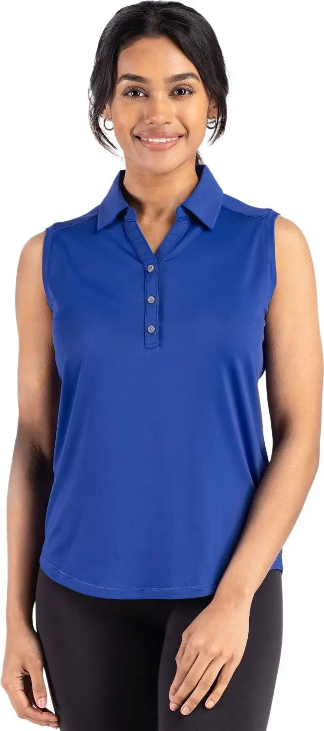 Cutter & Buck Lck00197 Forge Eco Stretch Recycled Womens Sleeveless Polo - Tour Blue - Ladies Xs