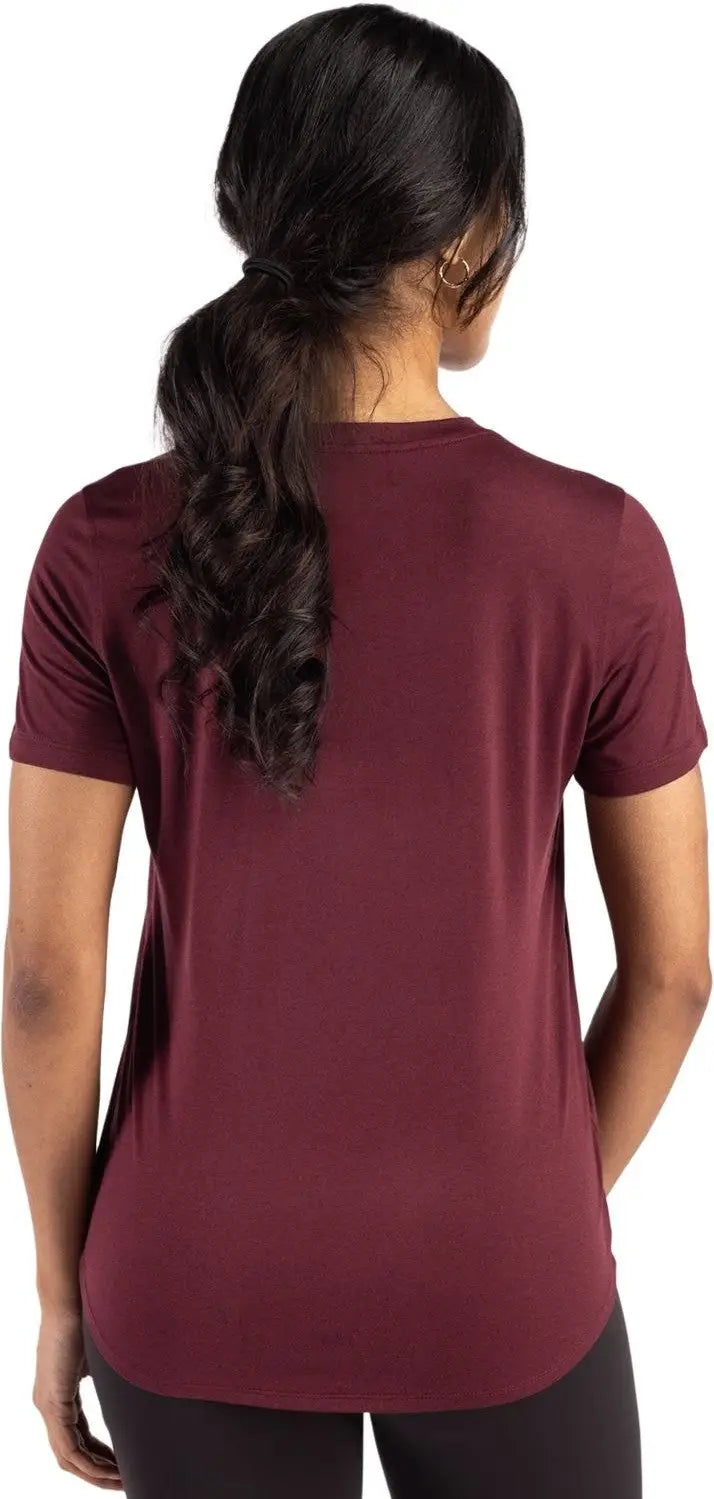 Cutter & Buck Lck00198 Coastline Epic Comfort Recycled Womens Short Sleeve Tee - Bordeaux