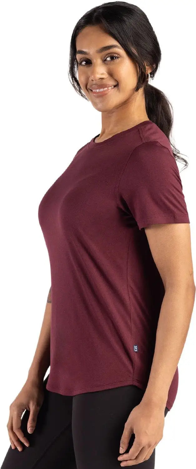 Cutter & Buck Lck00198 Coastline Epic Comfort Recycled Womens Short Sleeve Tee - Bordeaux
