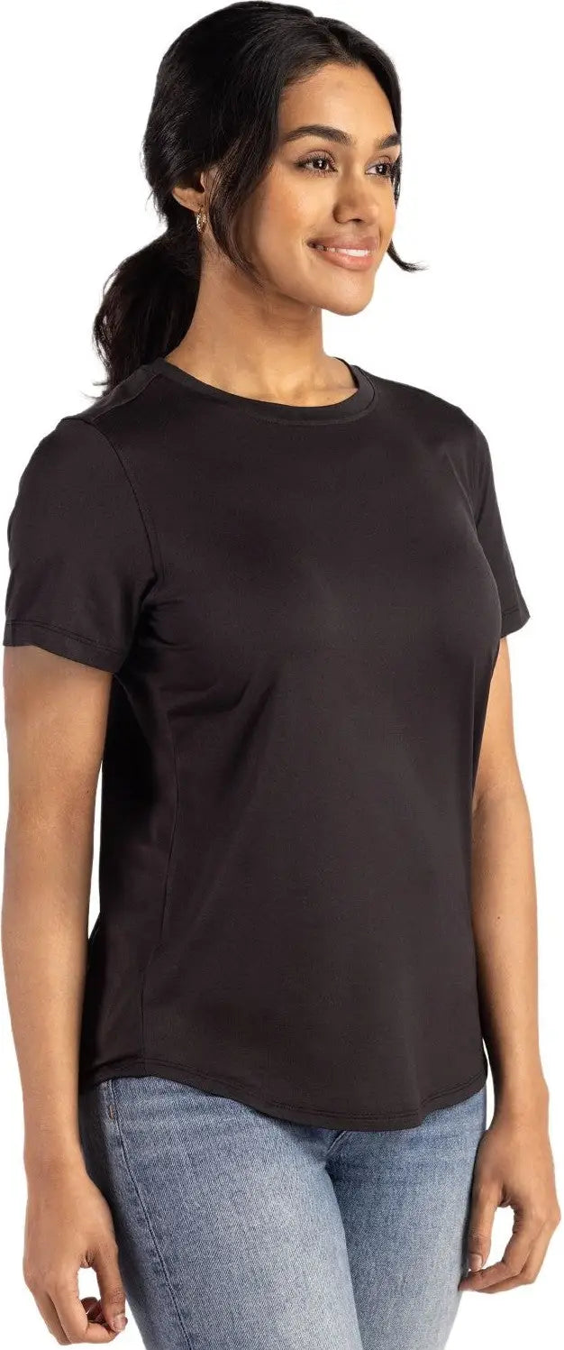 Cutter & Buck Lck00198 Coastline Epic Comfort Recycled Womens Short Sleeve Tee - Black