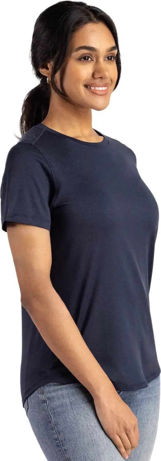 Cutter & Buck Lck00198 Coastline Epic Comfort Recycled Womens Short Sleeve Tee - Navy Blue