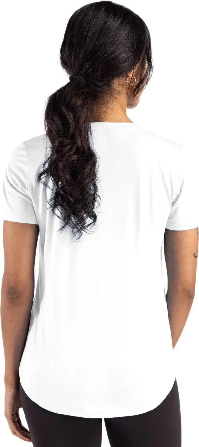 Cutter & Buck Lck00198 Coastline Epic Comfort Recycled Womens Short Sleeve Tee - White - Ladies Xs