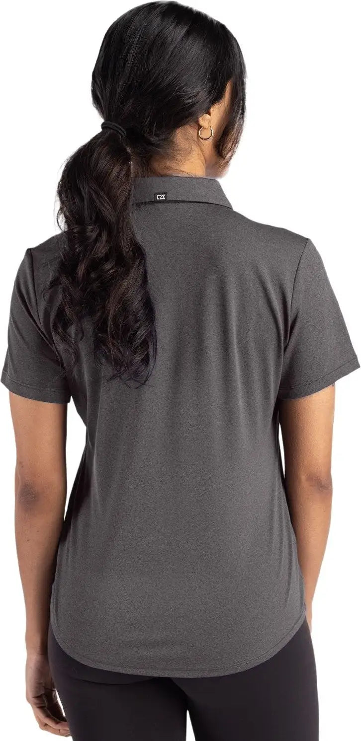 Cutter & Buck Lck00199 Forge Eco Stretch Recycled Womens Short Sleeve Polo - Dark Black Heather