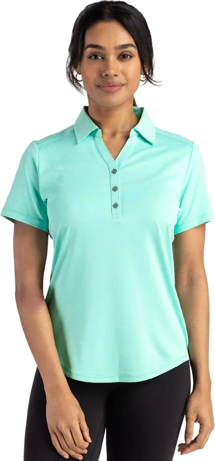 Cutter & Buck Lck00199 Forge Eco Stretch Recycled Womens Short Sleeve Polo - Fresh Mint Heather - Ladies Xs
