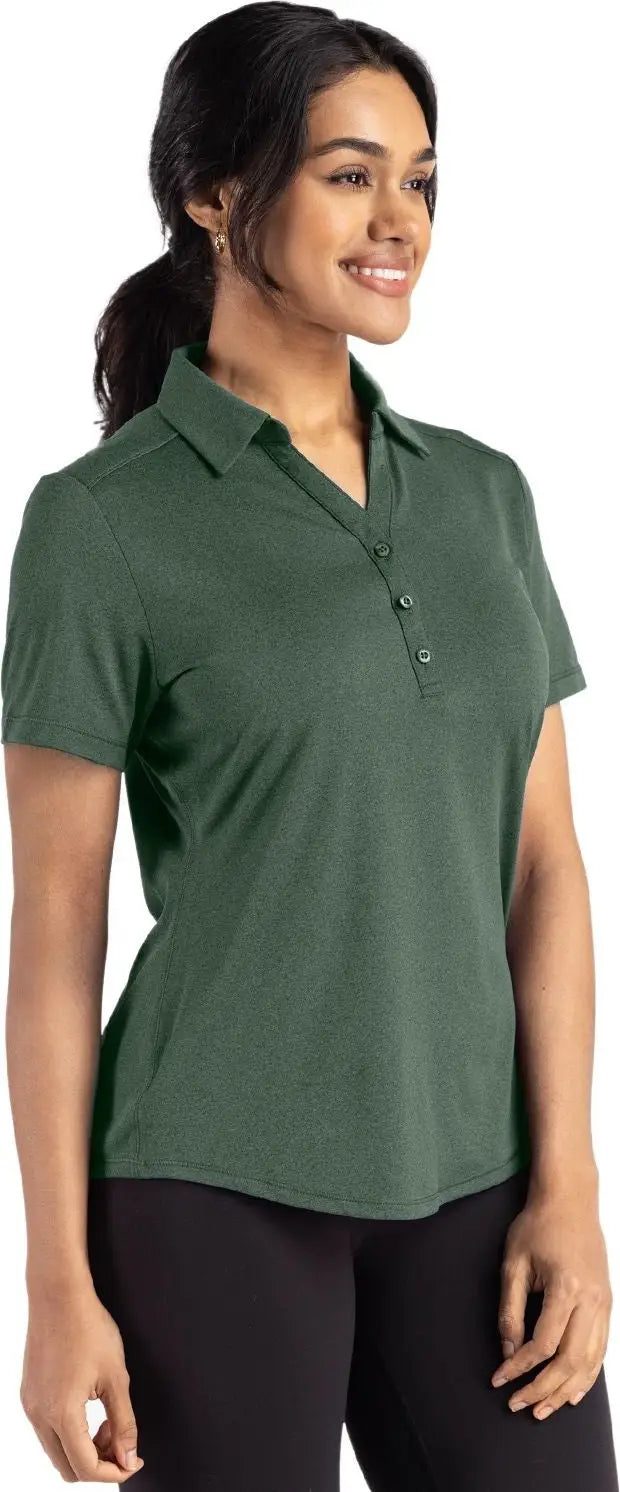 Cutter & Buck Lck00199 Forge Eco Stretch Recycled Womens Short Sleeve Polo - Dark Hunter Heather