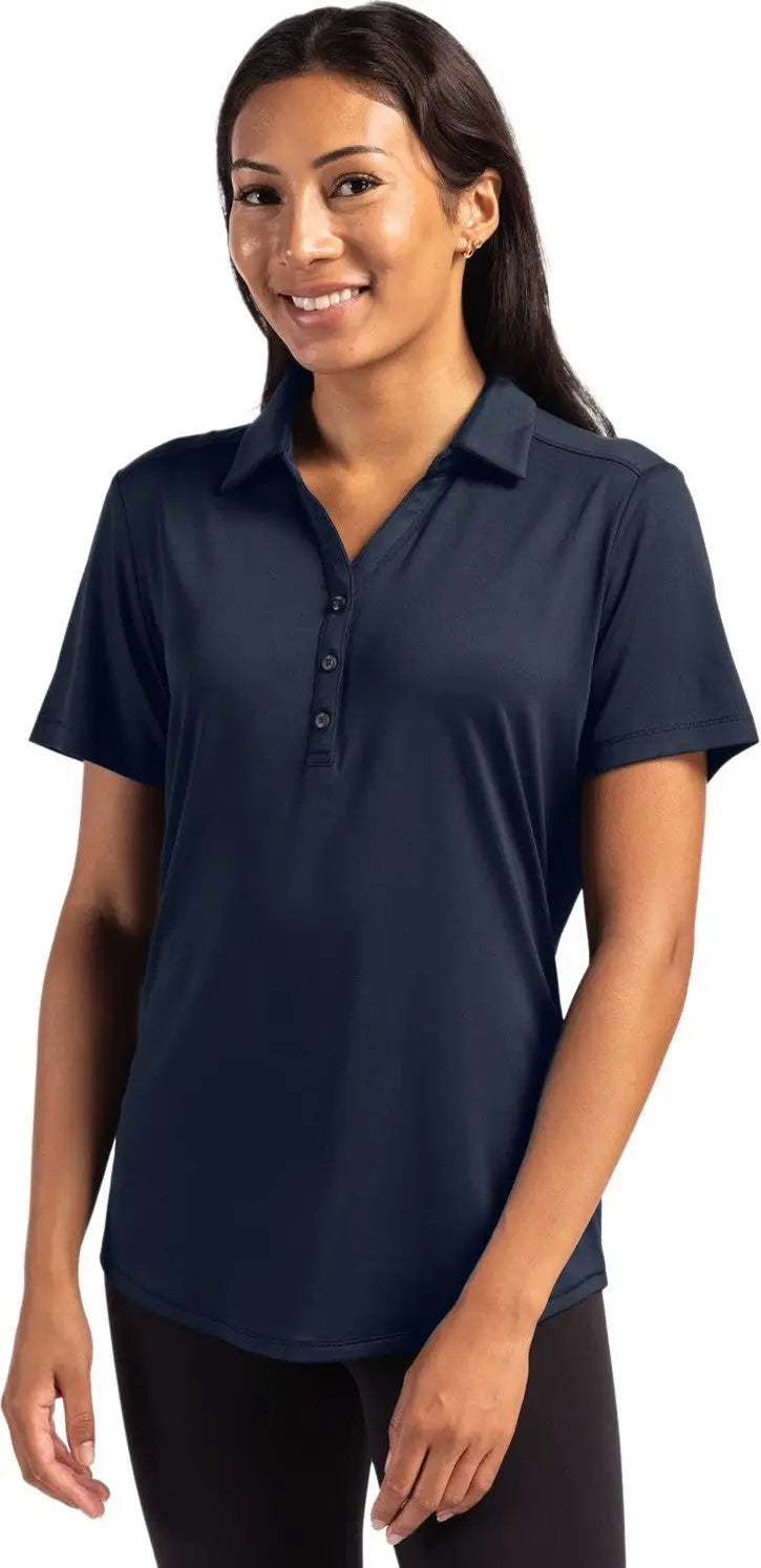 Cutter & Buck Lck00199 Forge Eco Stretch Recycled Womens Short Sleeve Polo - Navy Blue - Ladies Xs