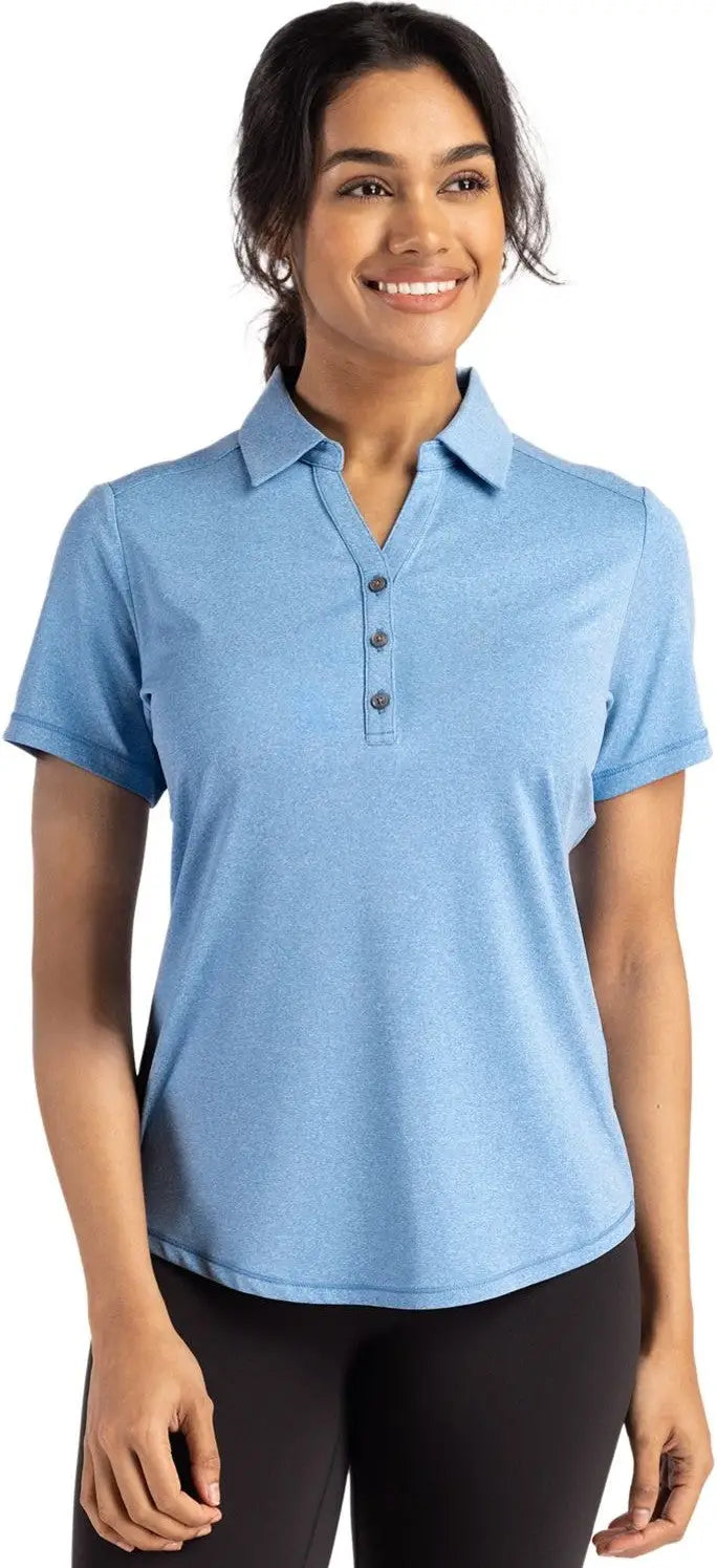 Cutter & Buck Lck00199 Forge Eco Stretch Recycled Womens Short Sleeve Polo - Dark Atlas Heather - Ladies Xs