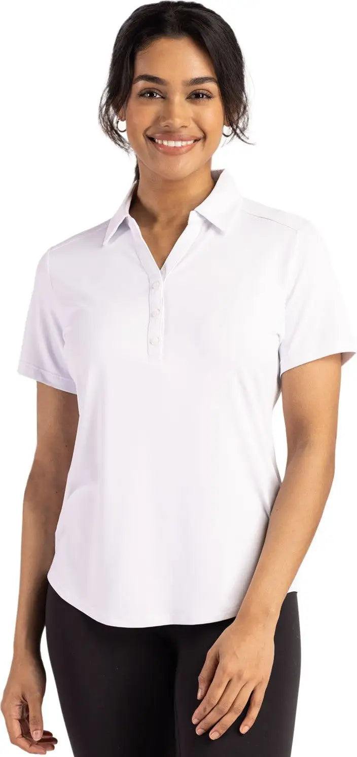 Cutter & Buck Lck00199 Forge Eco Stretch Recycled Womens Short Sleeve Polo - White - Ladies Xs