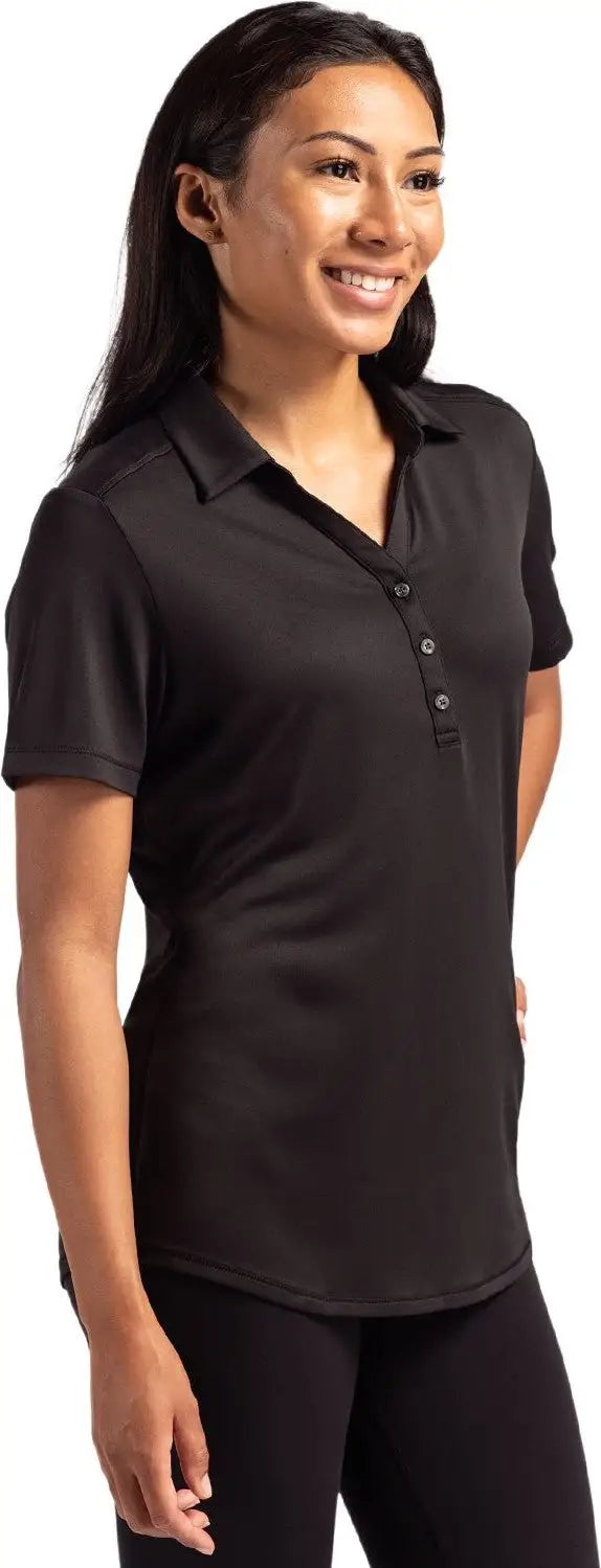 Cutter & Buck Lck00199 Forge Eco Stretch Recycled Womens Short Sleeve Polo - Black