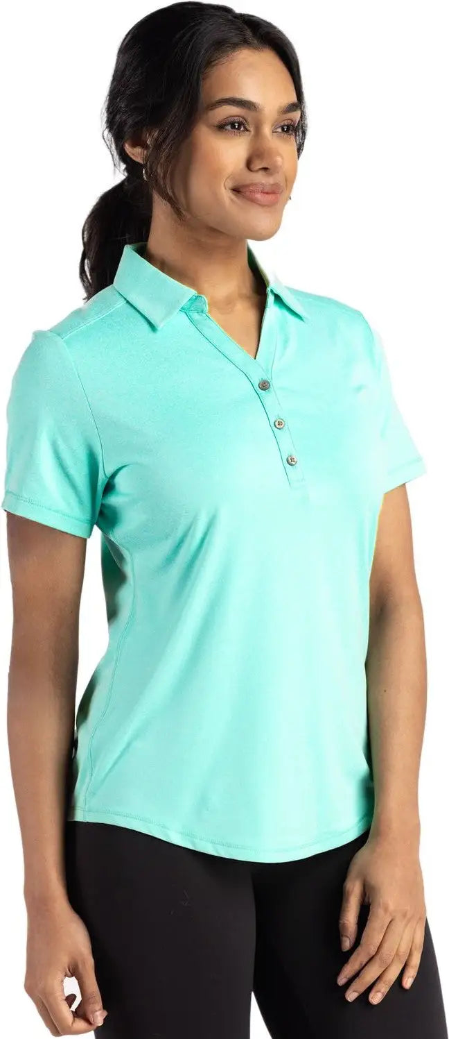 Cutter & Buck Lck00199 Forge Eco Stretch Recycled Womens Short Sleeve Polo - Fresh Mint Heather