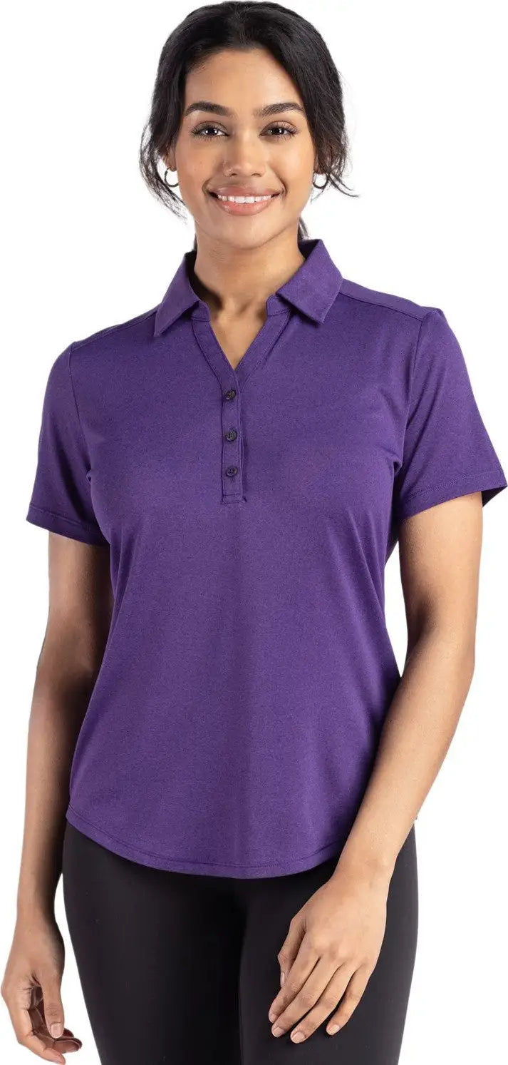 Cutter & Buck Lck00199 Forge Eco Stretch Recycled Womens Short Sleeve Polo - Dark College Purple Heather - Ladies Xs