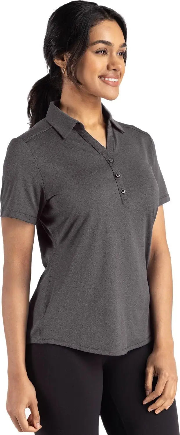 Cutter & Buck Lck00199 Forge Eco Stretch Recycled Womens Short Sleeve Polo - Dark Black Heather