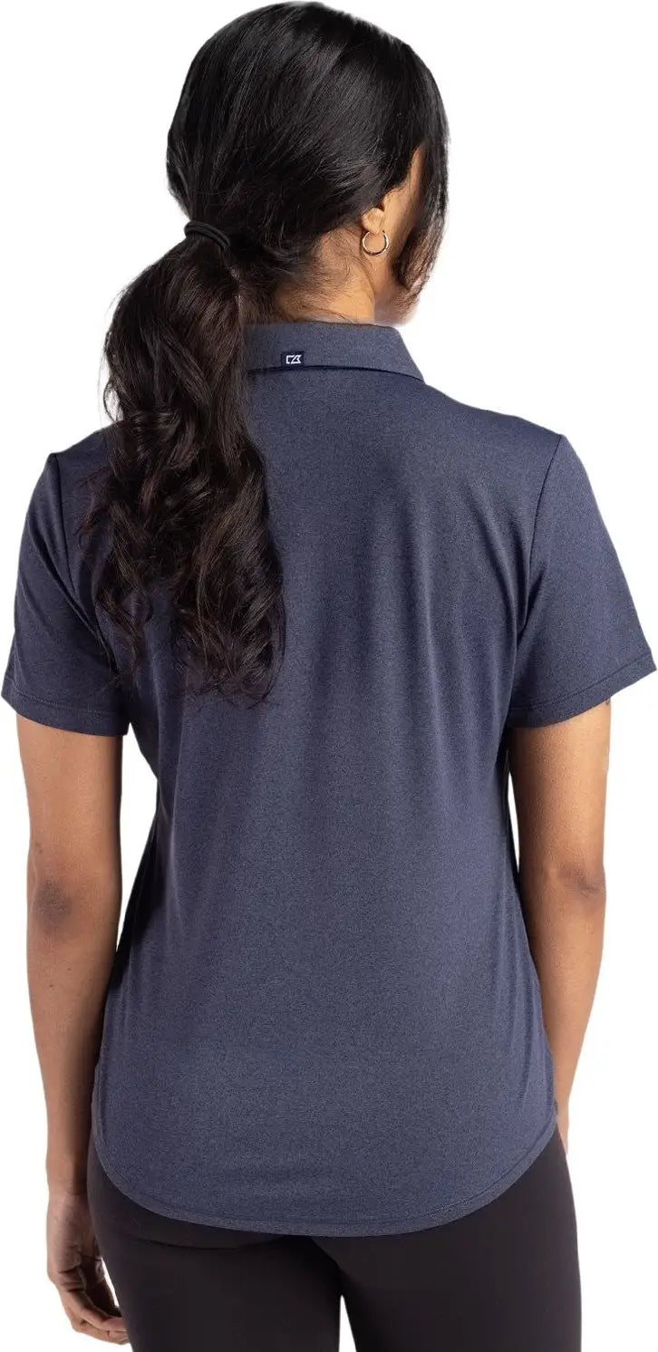 Cutter & Buck Lck00199 Forge Eco Stretch Recycled Womens Short Sleeve Polo - Dark Navy Blue Heather