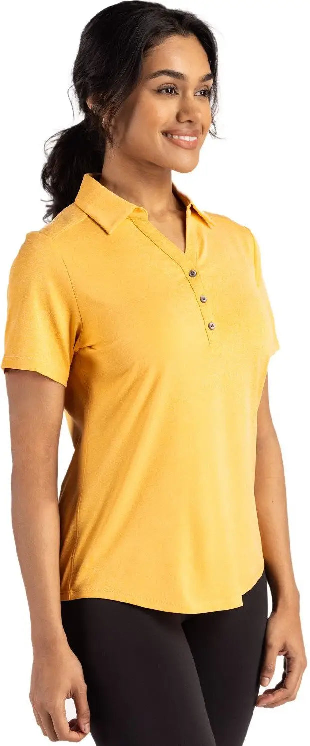 Cutter & Buck Lck00199 Forge Eco Stretch Recycled Womens Short Sleeve Polo - College Gold Heather