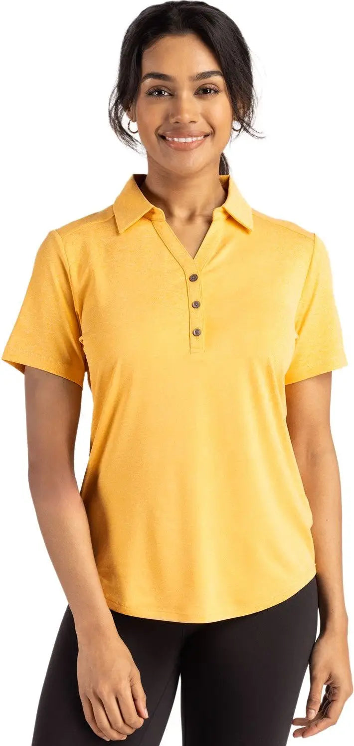 Cutter & Buck Lck00199 Forge Eco Stretch Recycled Womens Short Sleeve Polo - College Gold Heather - Ladies Xs