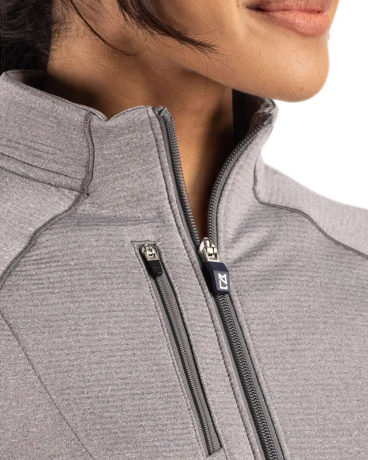 Cutter & Buck Lck00200 Peshastin Fleece Recycled Womens Full Zip Jacket - Elemental Gray Heather