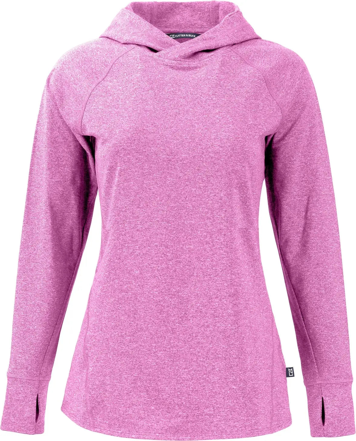 Cutter & Buck Lck00203 Adapt Knit Recycled Womens Heathered Hooded Pullover - Gelato Heather
