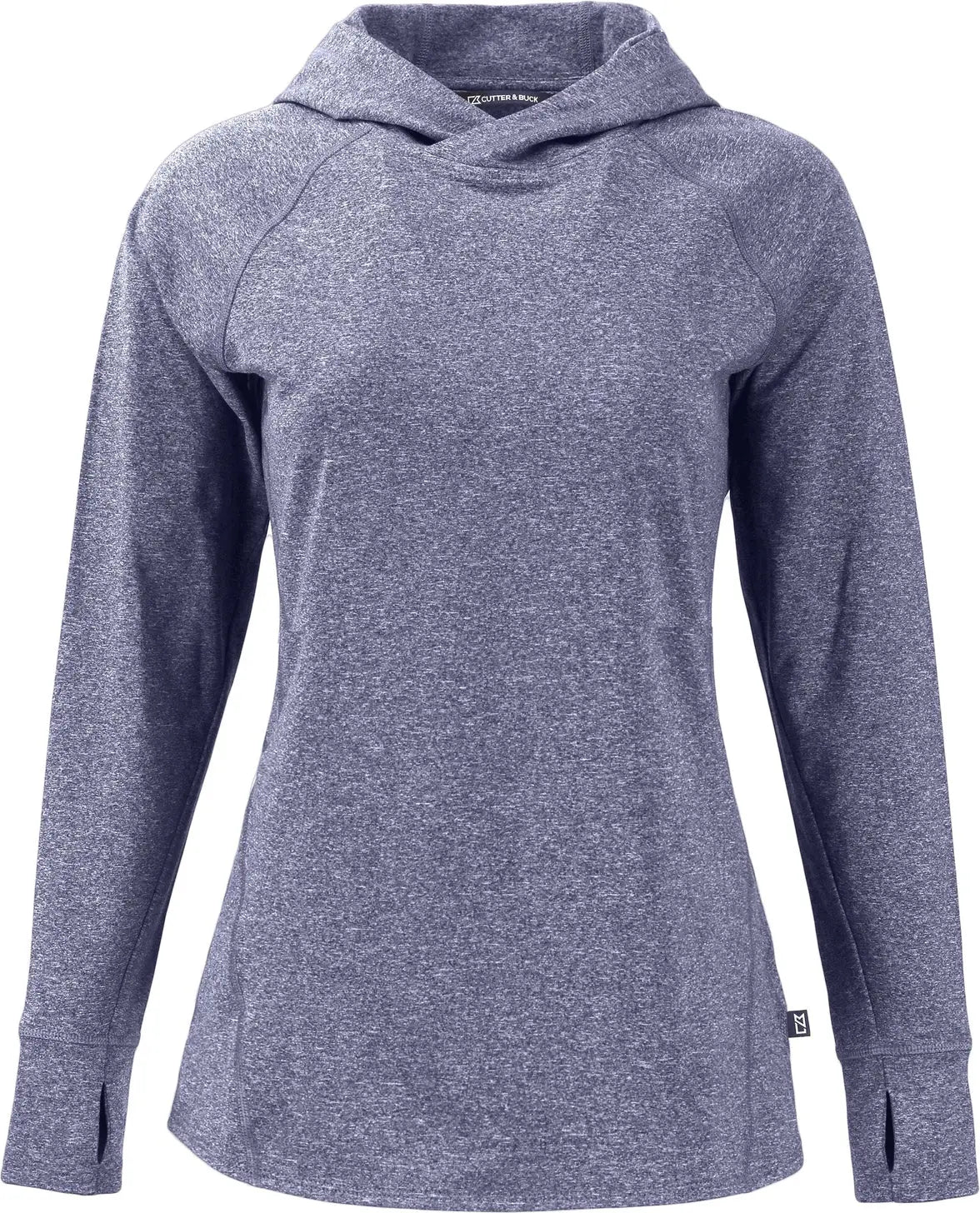Cutter & Buck Lck00203 Adapt Knit Recycled Womens Heathered Hooded Pullover - Navy Blue Heather