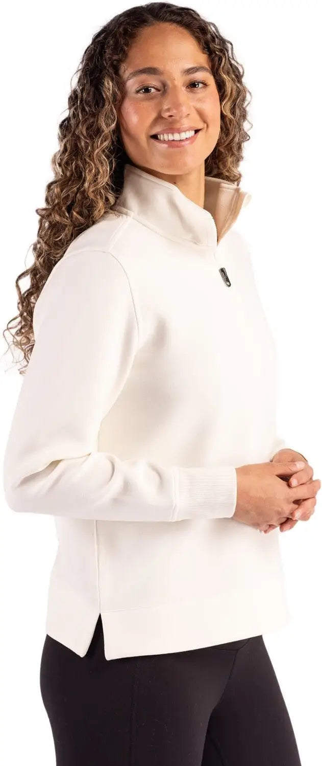 Cutter & Buck Lck00209 Roam Epic Versatility Recycled Womens Quarter Zip Pullover - Shell