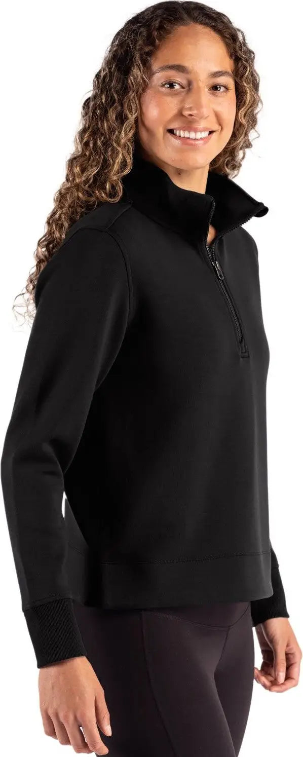Cutter & Buck Lck00209 Roam Epic Versatility Recycled Womens Quarter Zip Pullover - Black