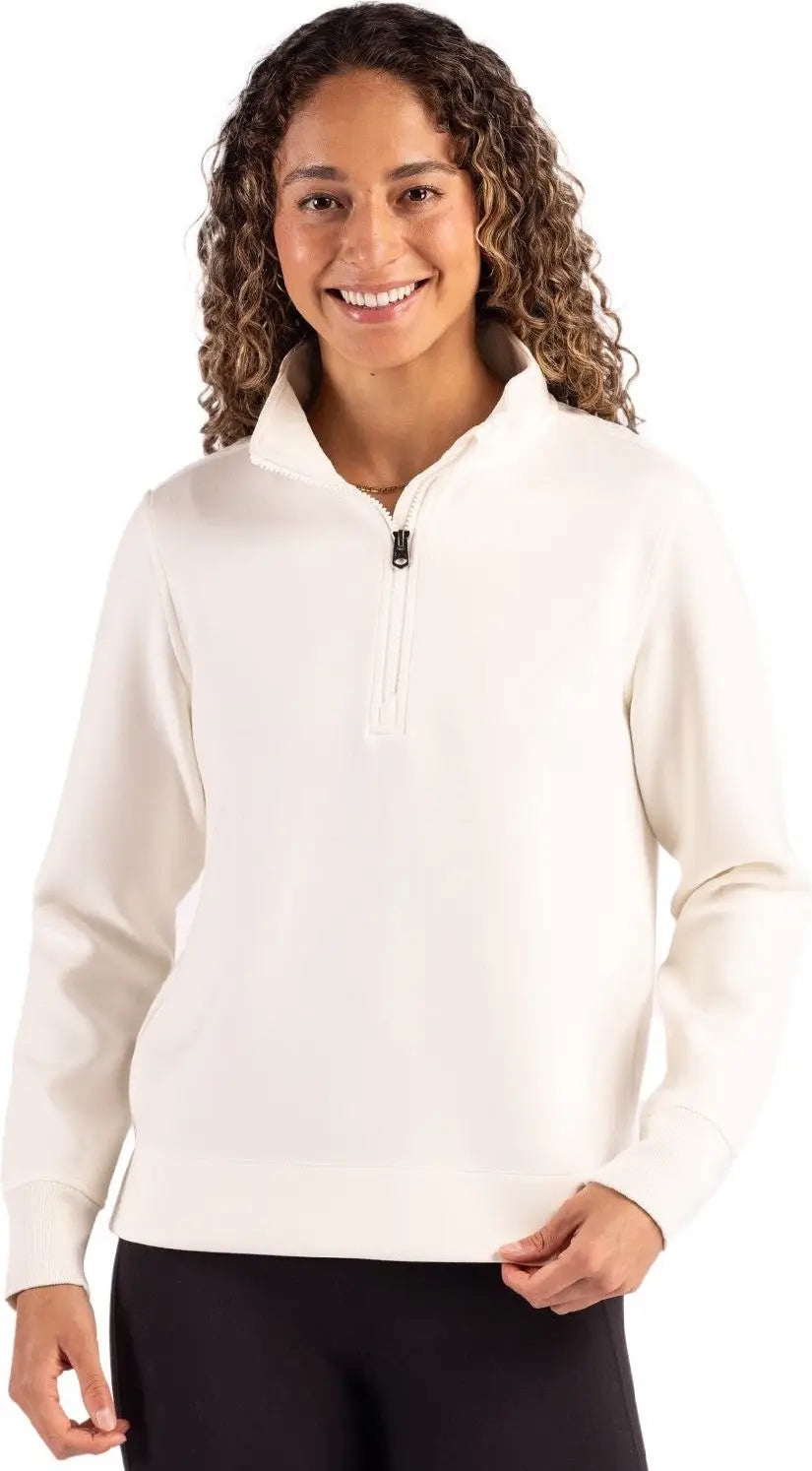 Cutter & Buck Lck00209 Roam Epic Versatility Recycled Womens Quarter Zip Pullover - Shell - Ladies Xs