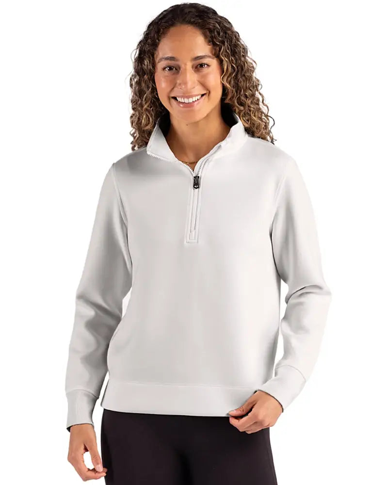 Cutter & Buck Lck00209 Roam Epic Versatility Recycled Womens Quarter Zip Pullover - Solitare