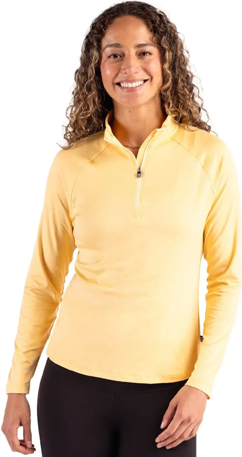 Cutter & Buck Lck00210 Coastline Epic Comfort Recycled Women’s Quarter Zip - Desert - Ladies Xs