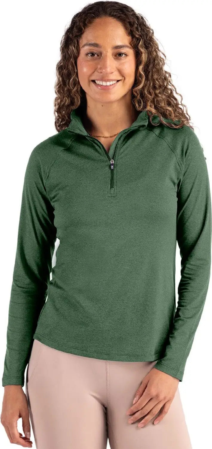 Cutter & Buck Lck00210 Coastline Epic Comfort Recycled Women’s Quarter Zip - Hunter - Ladies Xs