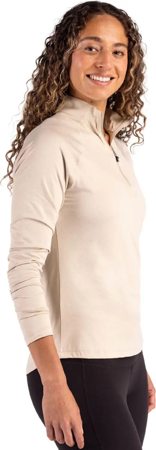 Cutter & Buck Lck00210 Coastline Epic Comfort Recycled Women’s Quarter Zip - Wheat