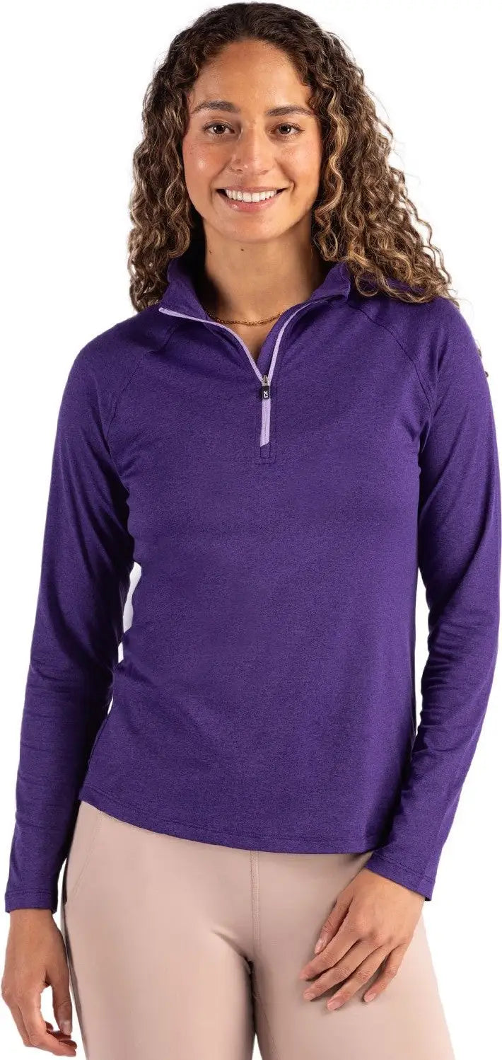 Cutter & Buck Lck00210 Coastline Epic Comfort Recycled Women’s Quarter Zip - College Purple - Ladies Xs