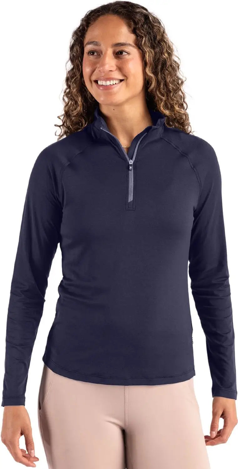 Cutter & Buck Lck00210 Coastline Epic Comfort Recycled Women’s Quarter Zip - Navy Blue - Ladies Xs