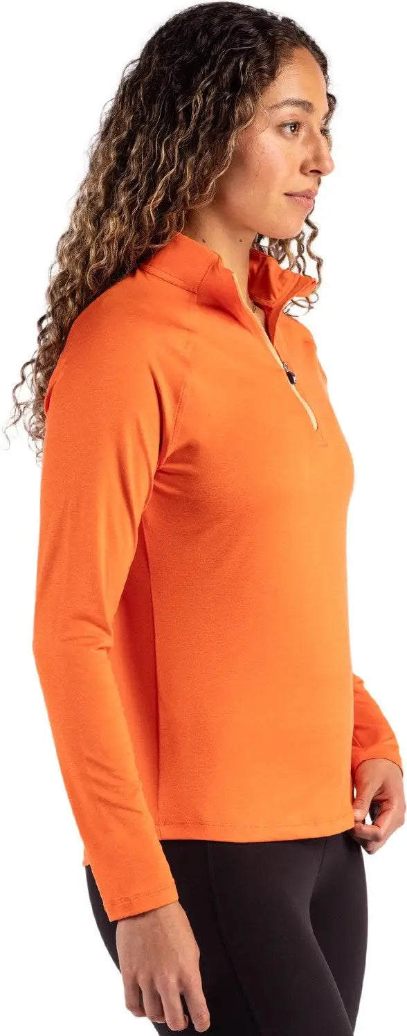 Cutter & Buck Lck00210 Coastline Epic Comfort Recycled Women’s Quarter Zip - College Orange
