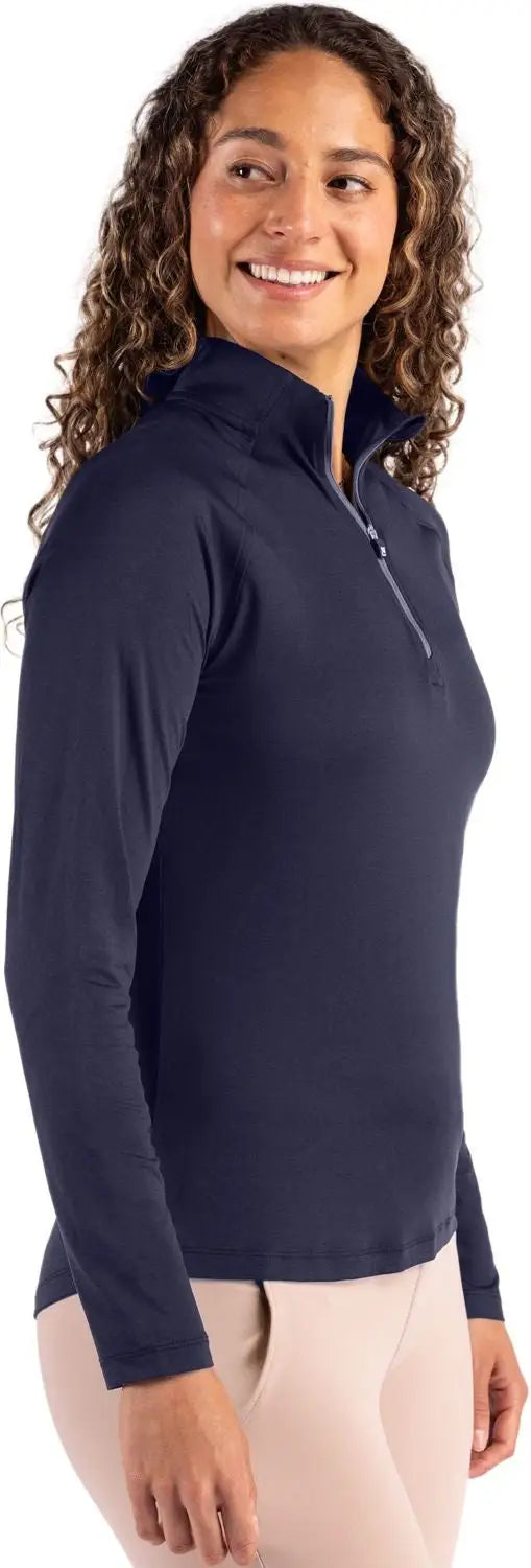 Cutter & Buck Lck00210 Coastline Epic Comfort Recycled Women’s Quarter Zip - Navy Blue