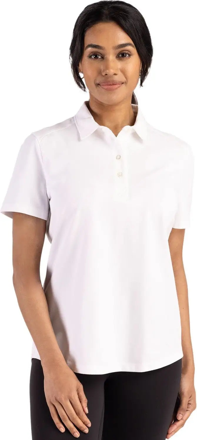 Cutter & Buck Lck00221 Advantage Refresh Epic Confidence Recycled Womens Tri-blend Pique Polo - White - Ladies Xs