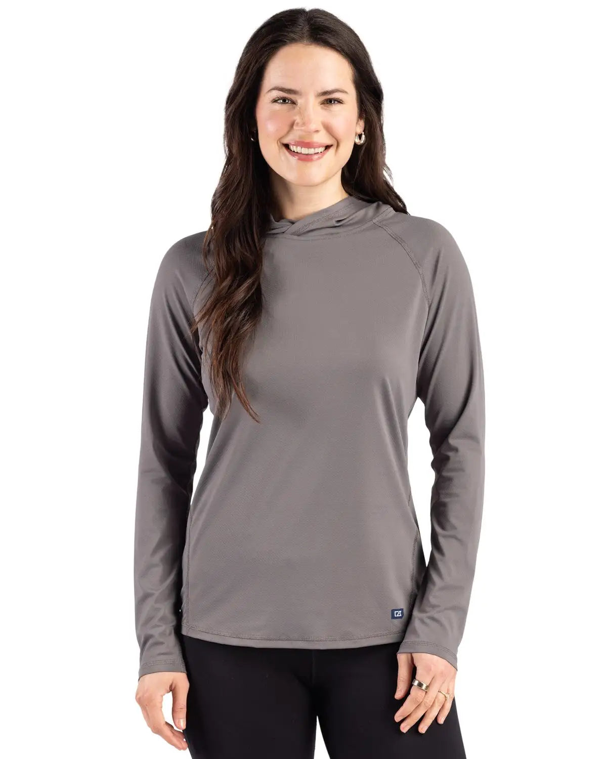 Cutter & Buck Lck00224 Prospect Epic Confidence Recycled Womens Hooded Pullover - Elemental Gray