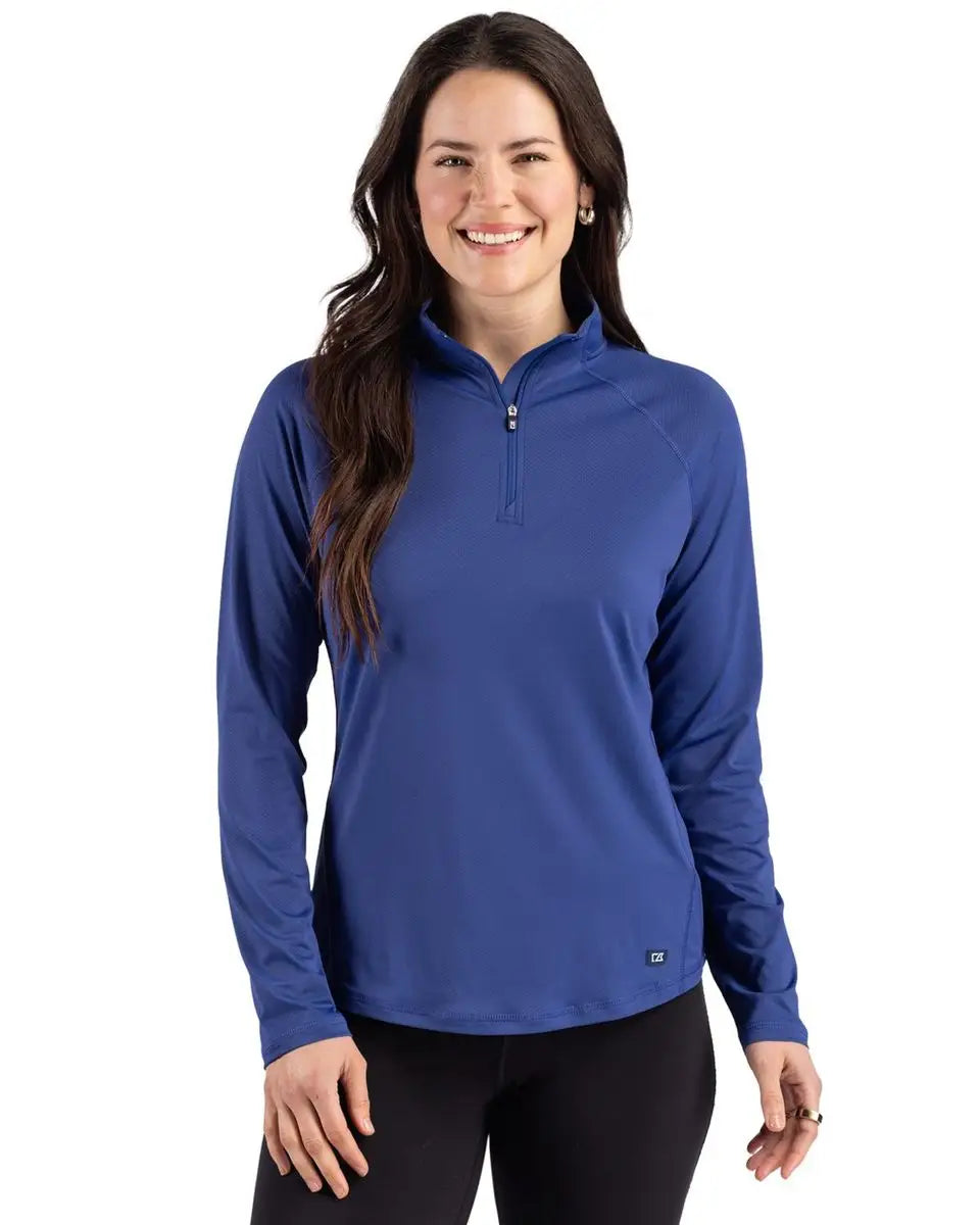 Cutter & Buck Lck00225 Prospect Recycled Womens Quarter Zip - Tour Blue