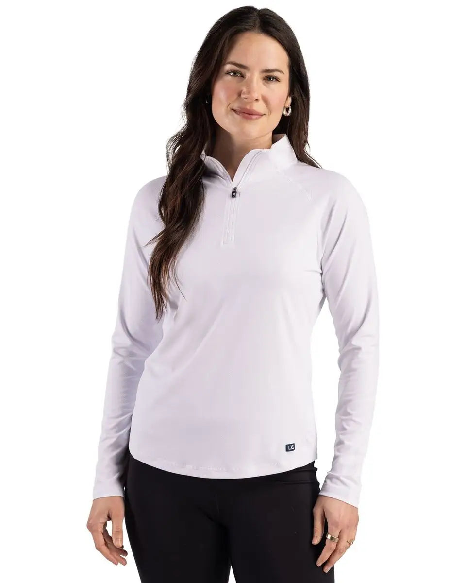 Cutter & Buck Lck00225 Prospect Recycled Womens Quarter Zip - White