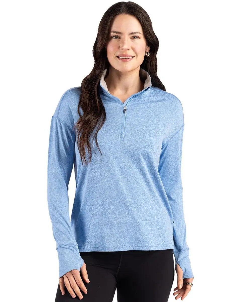 Cutter & Buck Lck00227 Forge Epic Confidence Recycled Womens Quarter Zip - Dark Atlas Heather