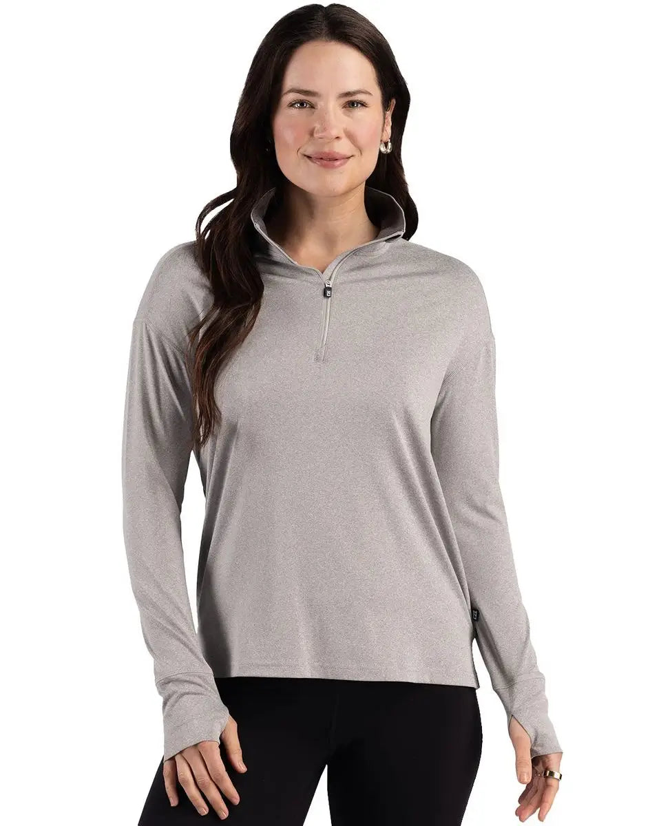 Cutter & Buck Lck00227 Forge Epic Confidence Recycled Womens Quarter Zip - Polished Heather