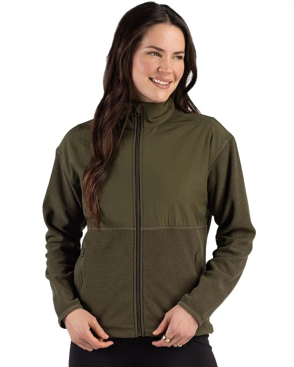 Cutter & Buck Lck00230 Hunts Point Epic Comfort Recycled Fleece Womens Hybrid Jacket - Poplar