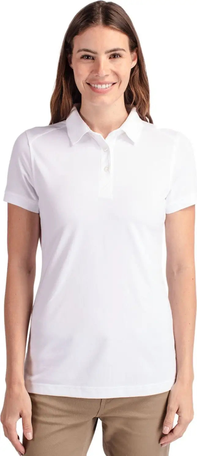 Cutter & Buck Lck08685 Advantage Eco Tri-blend Pique Womens Polo - White - Ladies Xs