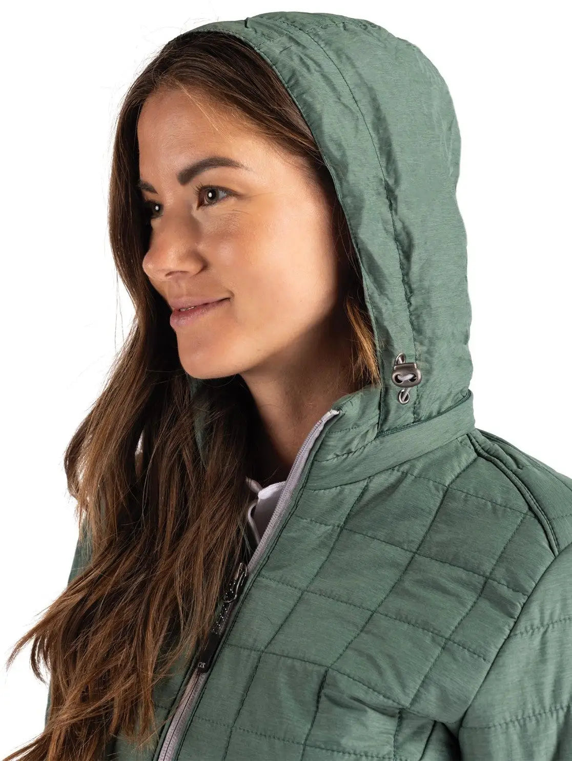 Cutter & Buck Lco00007 Rainier Primaloft® Womens Eco Insulated Full Zip Puffer Jacket - Hunter Melange