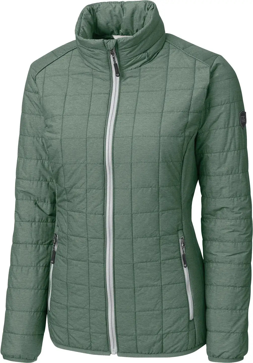 Cutter & Buck Lco00007 Rainier Primaloft® Womens Eco Insulated Full Zip Puffer Jacket - Hunter Melange