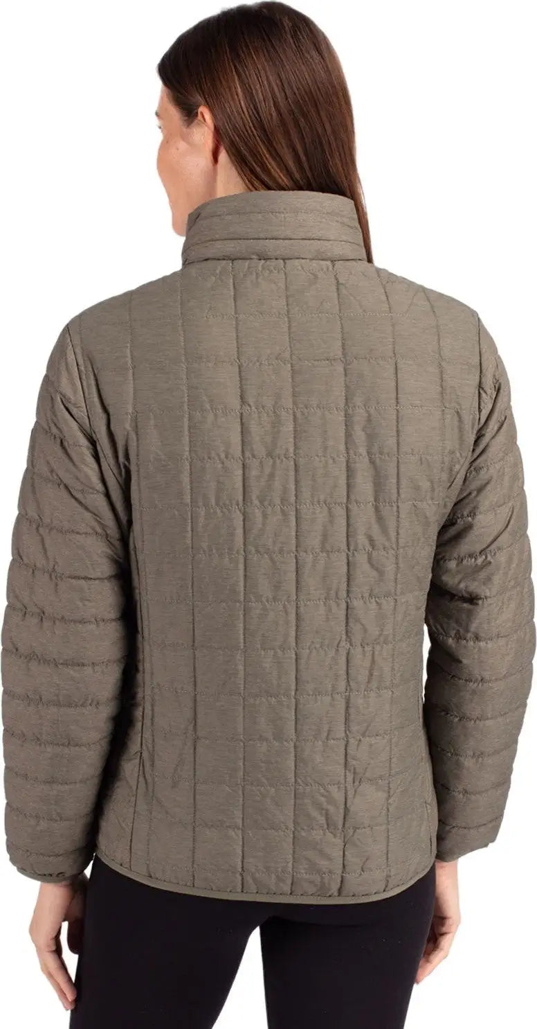 Cutter & Buck Lco00007 Rainier Primaloft® Womens Eco Insulated Full Zip Puffer Jacket - Poplar Melange