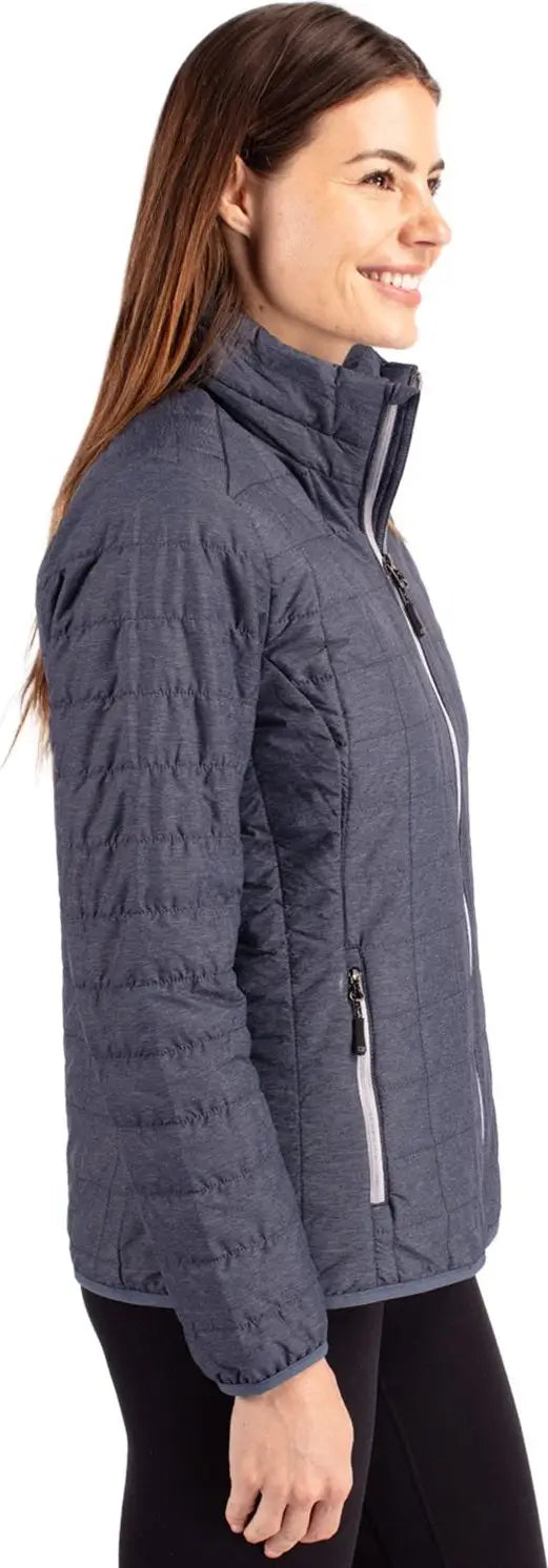 Cutter & Buck Lco00007 Rainier Primaloft® Womens Eco Insulated Full Zip Puffer Jacket - Anthracite Melange