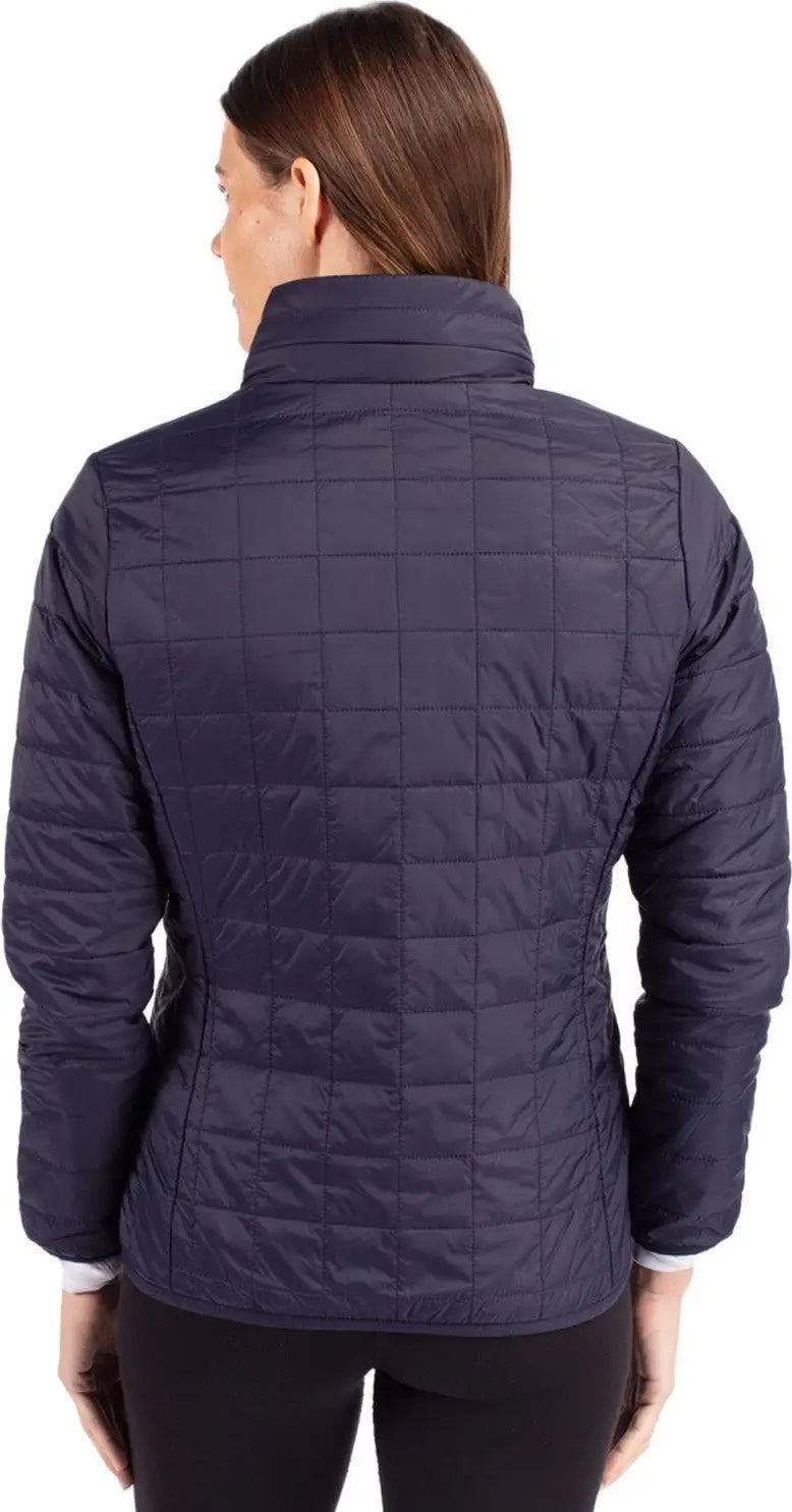 Cutter & Buck Lco00007 Rainier Primaloft® Womens Eco Insulated Full Zip Puffer Jacket - Dark Navy Silver