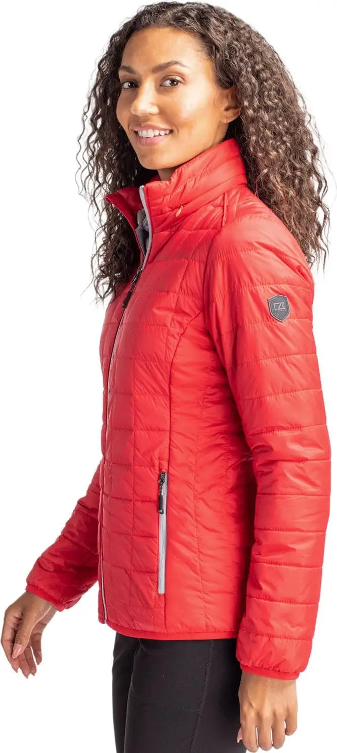 Cutter & Buck Lco00007 Rainier Primaloft® Womens Eco Insulated Full Zip Puffer Jacket - Red