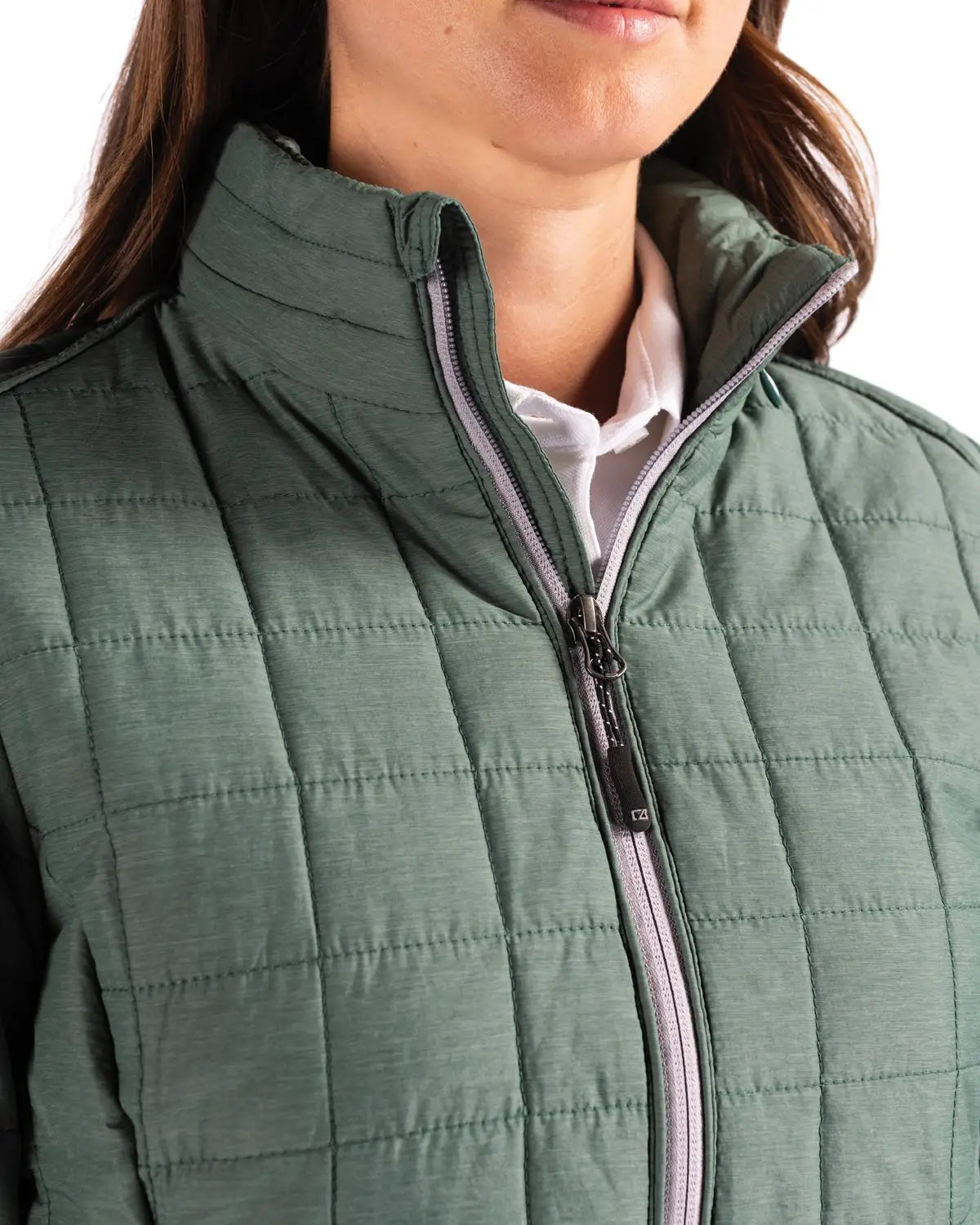 Cutter & Buck Lco00007 Rainier Primaloft® Womens Eco Insulated Full Zip Puffer Jacket - Hunter Melange