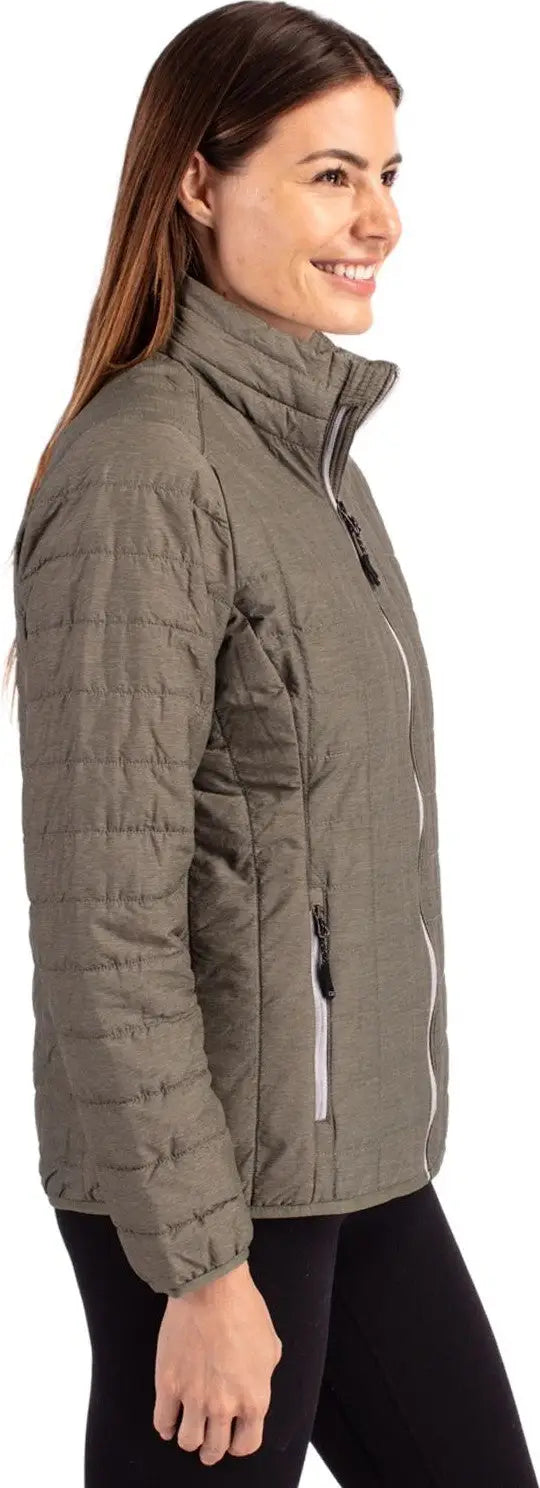 Cutter & Buck Lco00007 Rainier Primaloft® Womens Eco Insulated Full Zip Puffer Jacket - Poplar Melange