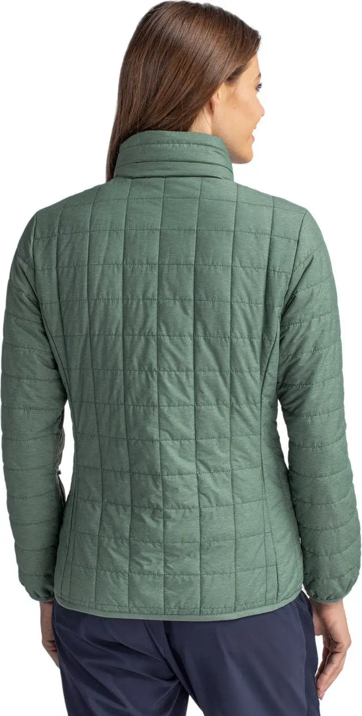Cutter & Buck Lco00007 Rainier Primaloft® Womens Eco Insulated Full Zip Puffer Jacket - Hunter Melange